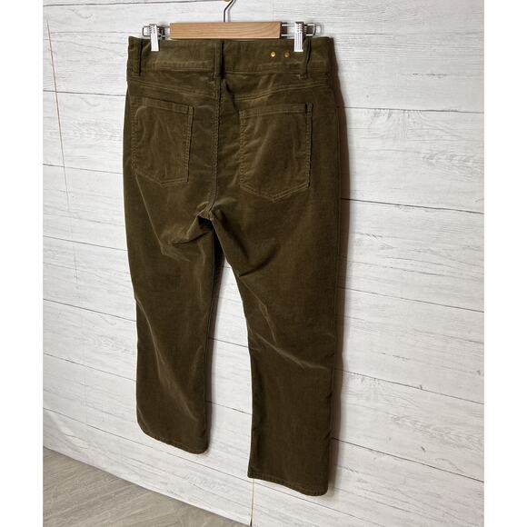 Cabi Pants Womens Size 12 Brownish Green Hi Low Crop Corduroy Cotton Blend - Picture 14 of 16